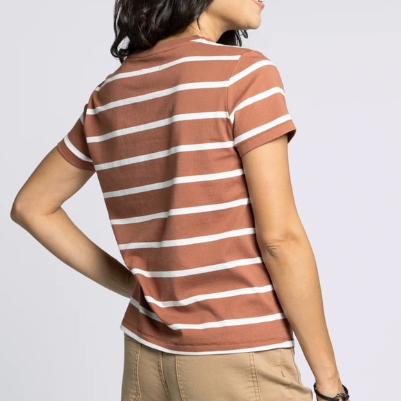 NWOT thread and supply Asher tee brown white stripes - Picture 3 of 6